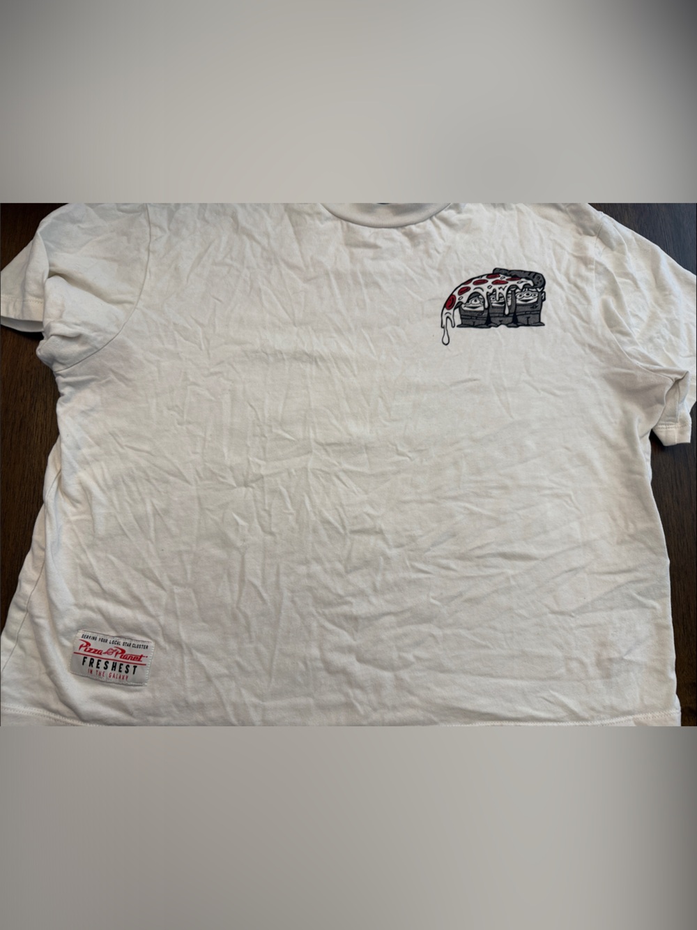 Disney White Crop Top with Pizza Character Graphic